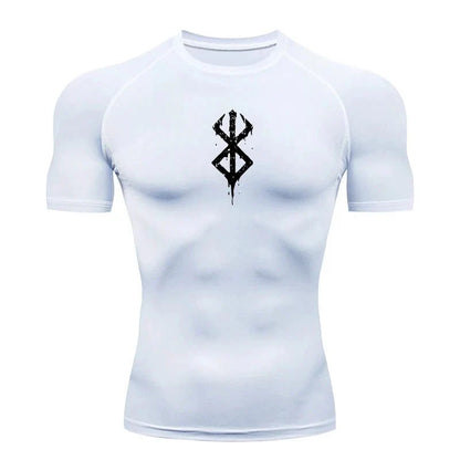 Men's Print Compression Shirts Summer Short Sleeve Rash Guard Gym Workout T-shirt Athletic Quick Dry Baselayer Undershirts Tops